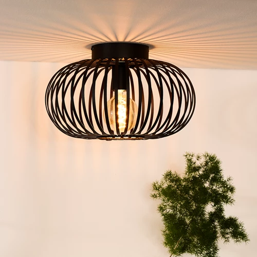 Lucide MANUELA - Plafonnier - Ø 39,5 cm - 1xE27 - Noir - ambiance 1